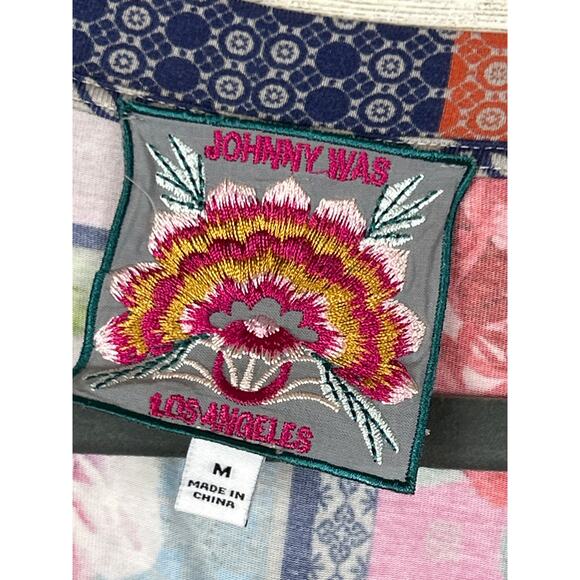 Johnny Was Women’s Medium Janie Patchwork Short Sleeve Crew Neck Swing Tee - Picture 6 of 7